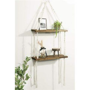 Macrame Hanging Shelves Wall Shelves Small Plants Bedroom Boho Home Decor 2 Tier